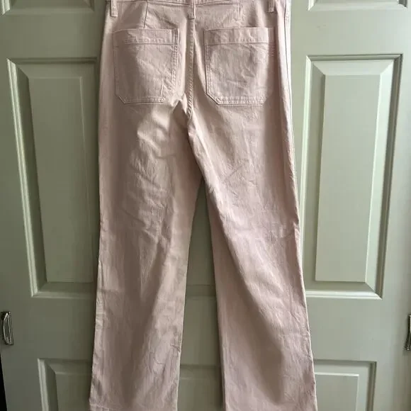 J. CREW Light Pink High-rise Full-Length Garment-Dyed Flare Jean Sz 29 - Picture 7 of 8